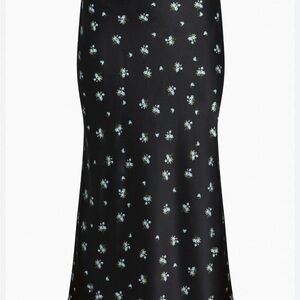 Wilfred Black Maxi Skirt with Blue Floral Design